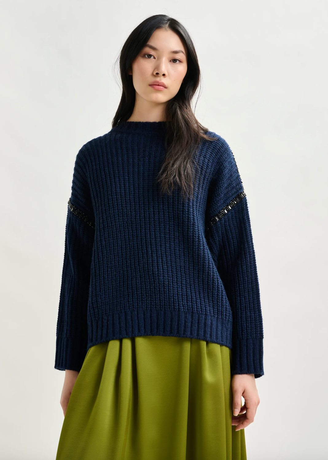 Essentiel Antwerp Indsay Embellished Knit in Black Iris