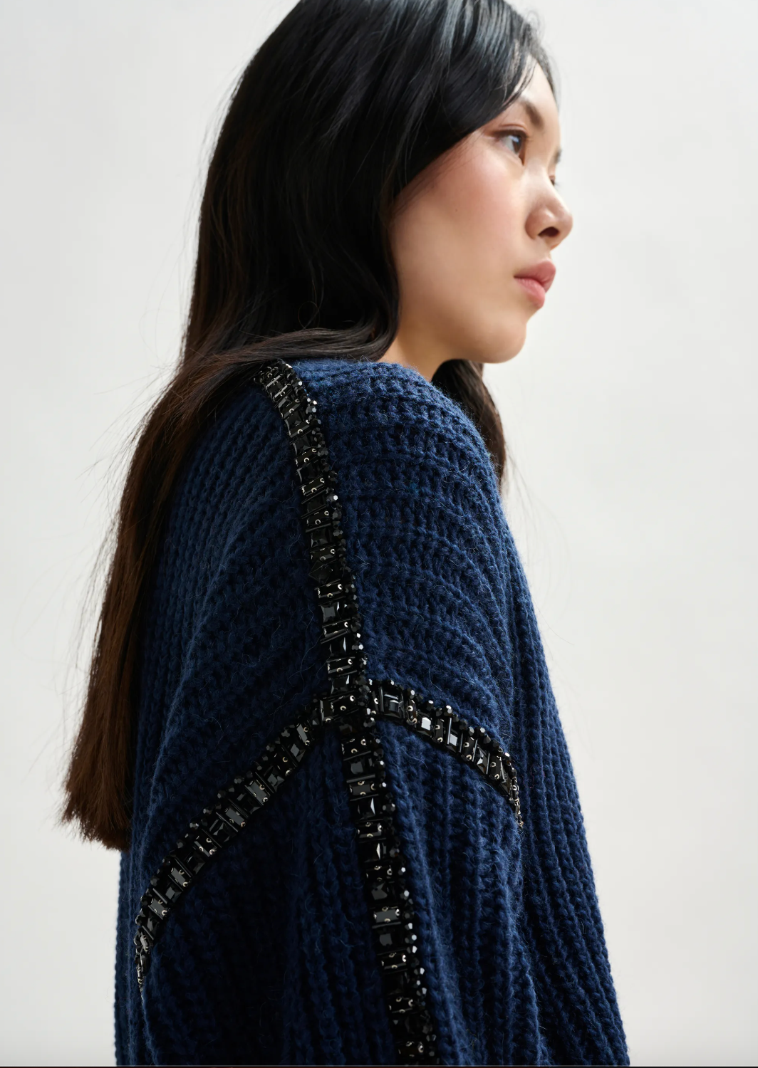 Essentiel Antwerp Indsay Embellished Knit in Black Iris