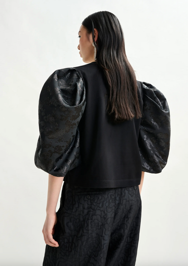 Essentiel Antwerp Imortal  Puff Sleeve Tee in Black