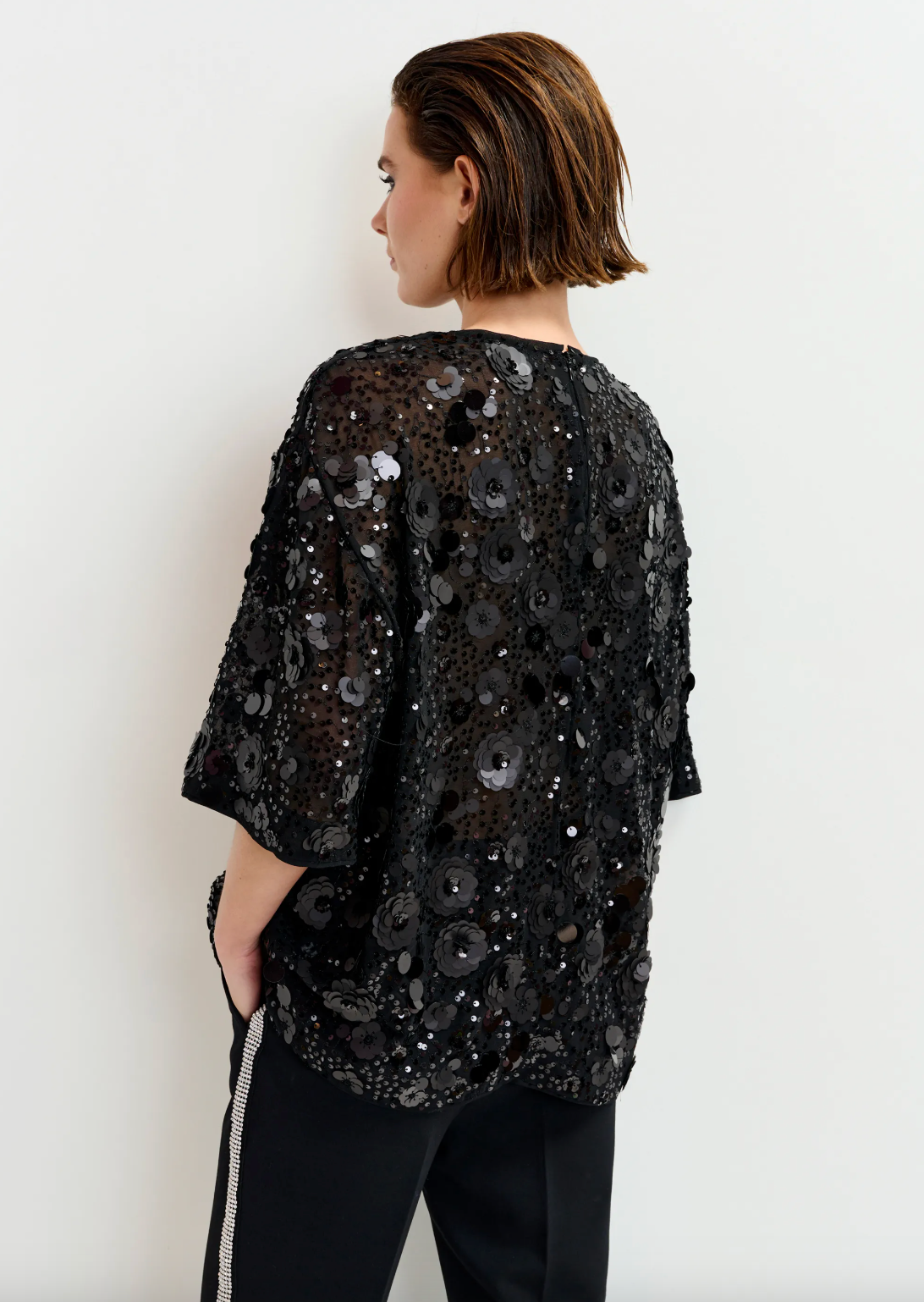 Essentiel Antwerp Isparkle Sequin Top in Black