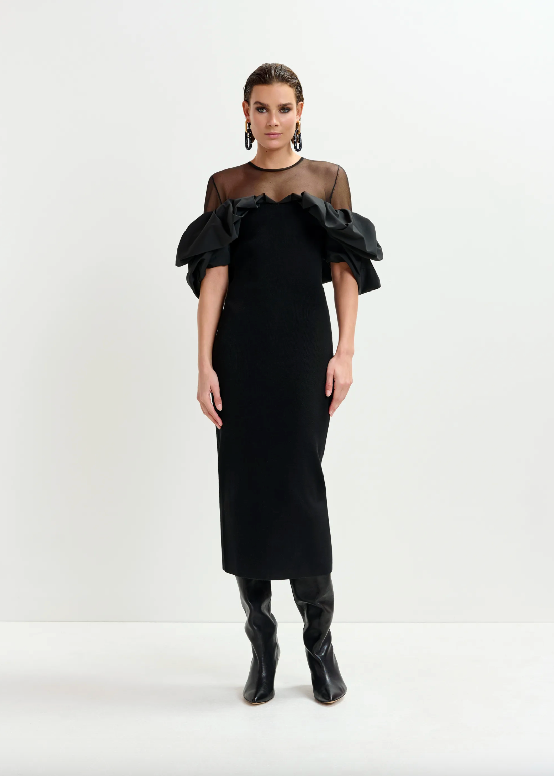 Essentiel Antwerp Isatis Fitted Knit Dress in Black