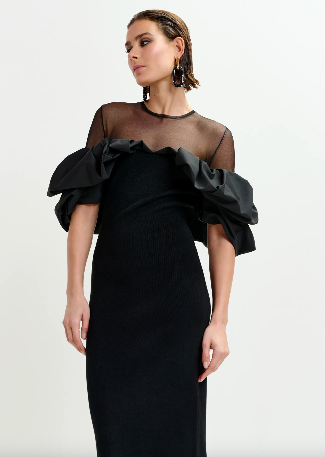 Essentiel Antwerp Isatis Fitted Knit Dress in Black