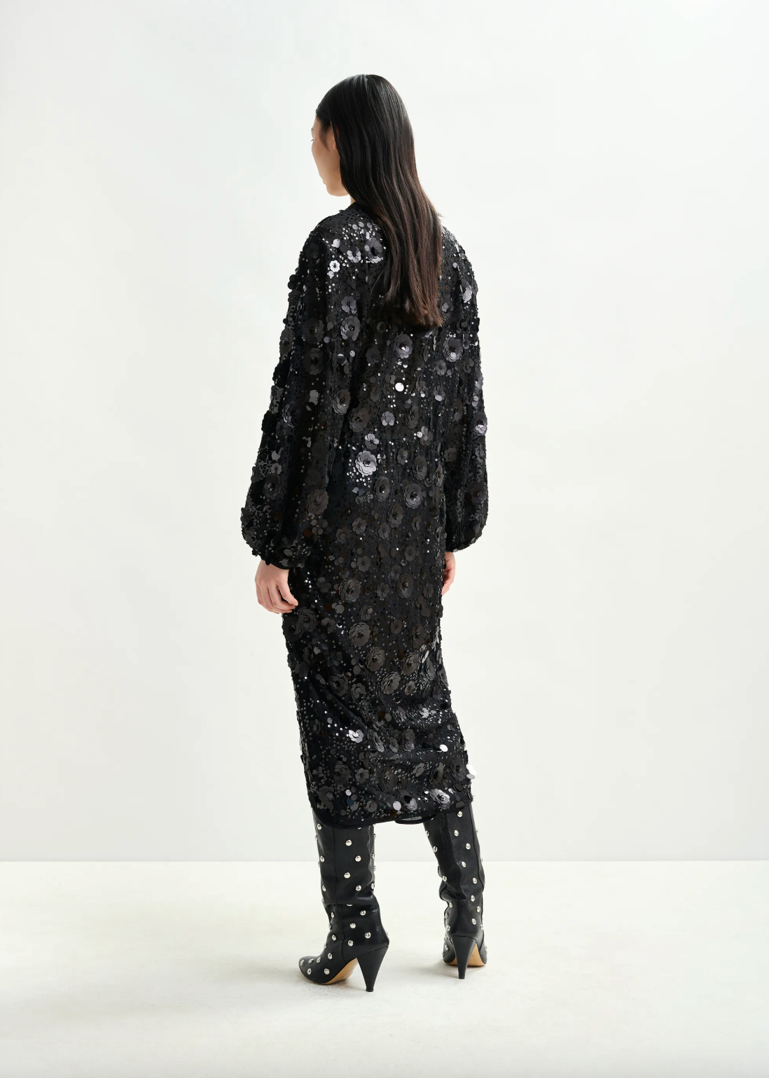 Essentiel Antwerp Ishine Sequin Wrap Dress in Black