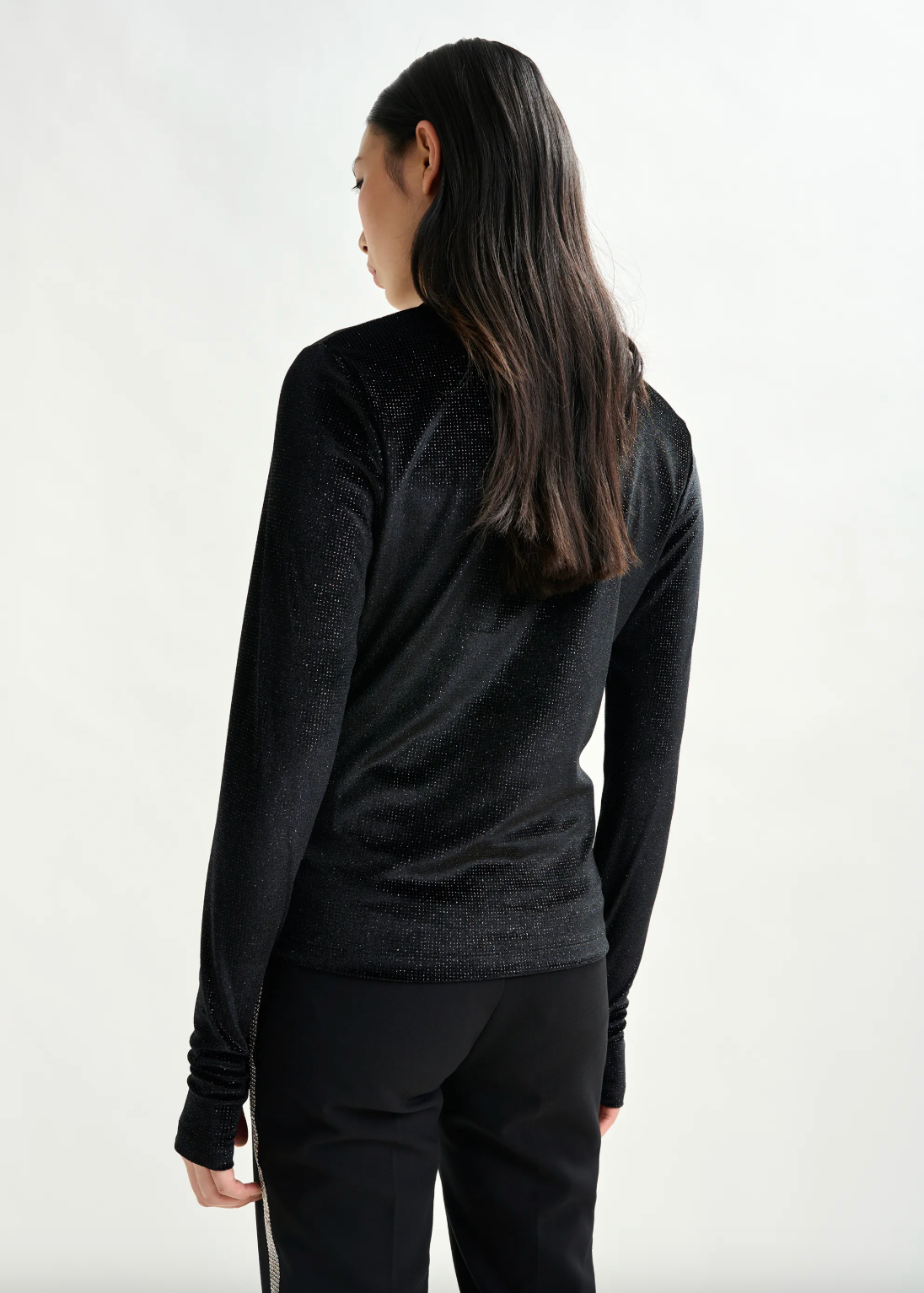 Essentiel Antwerp Indienne Velvet Jersey Top in Black