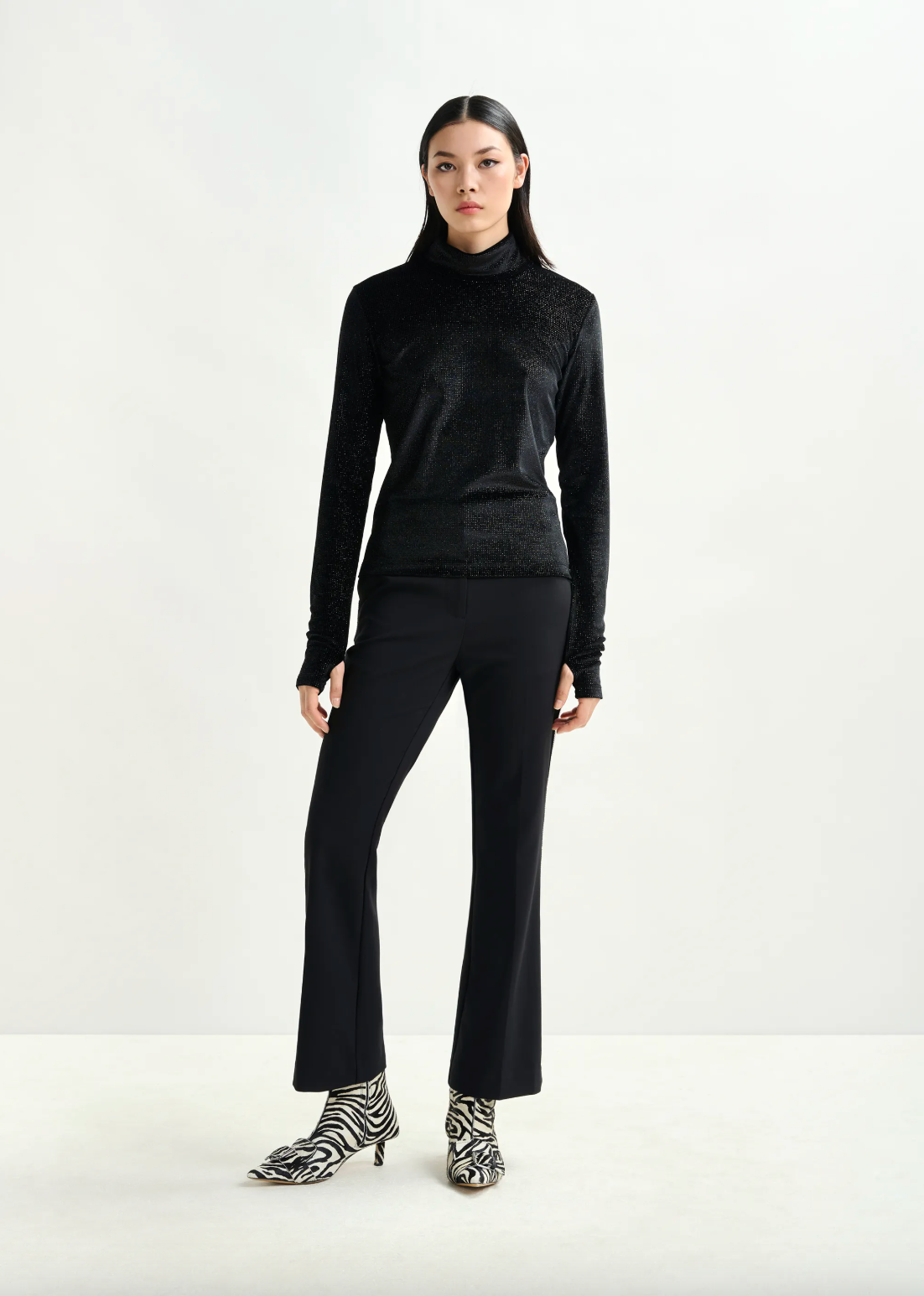 Essentiel Antwerp Indienne Velvet Jersey Top in Black