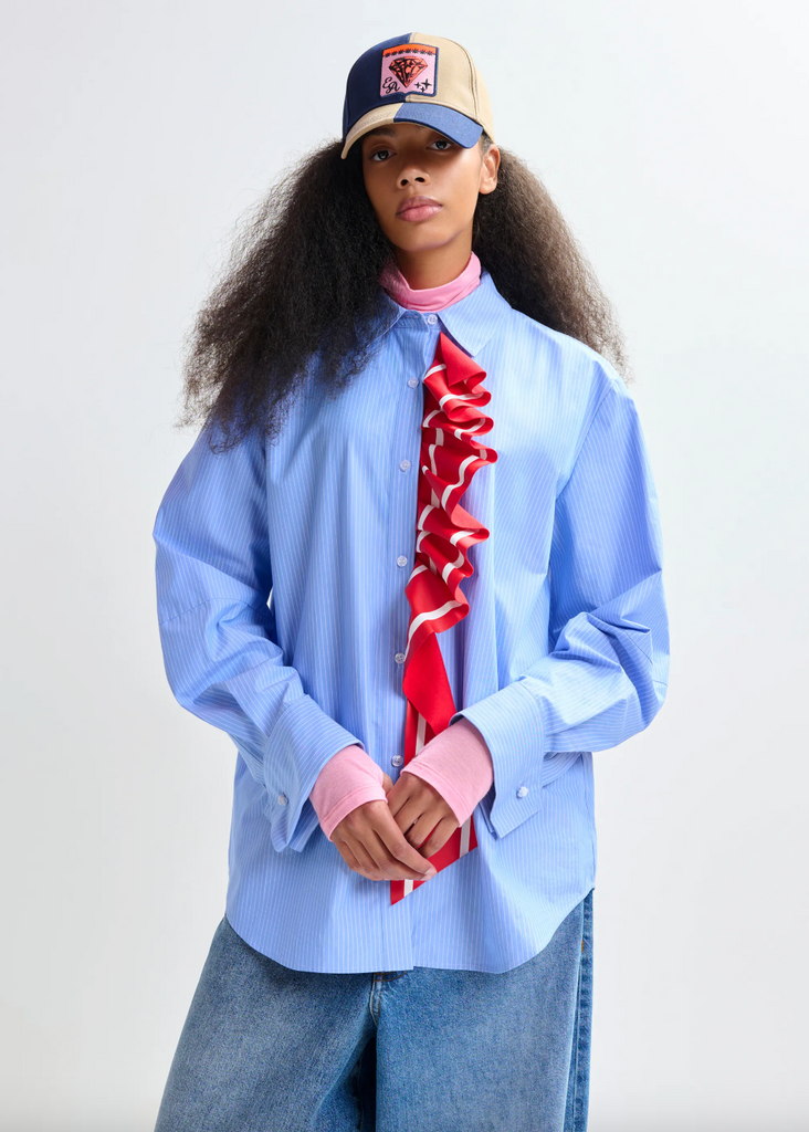 Essentiel Antwerp Juf Ribbon Shirt in Bright Sky – shopatanna