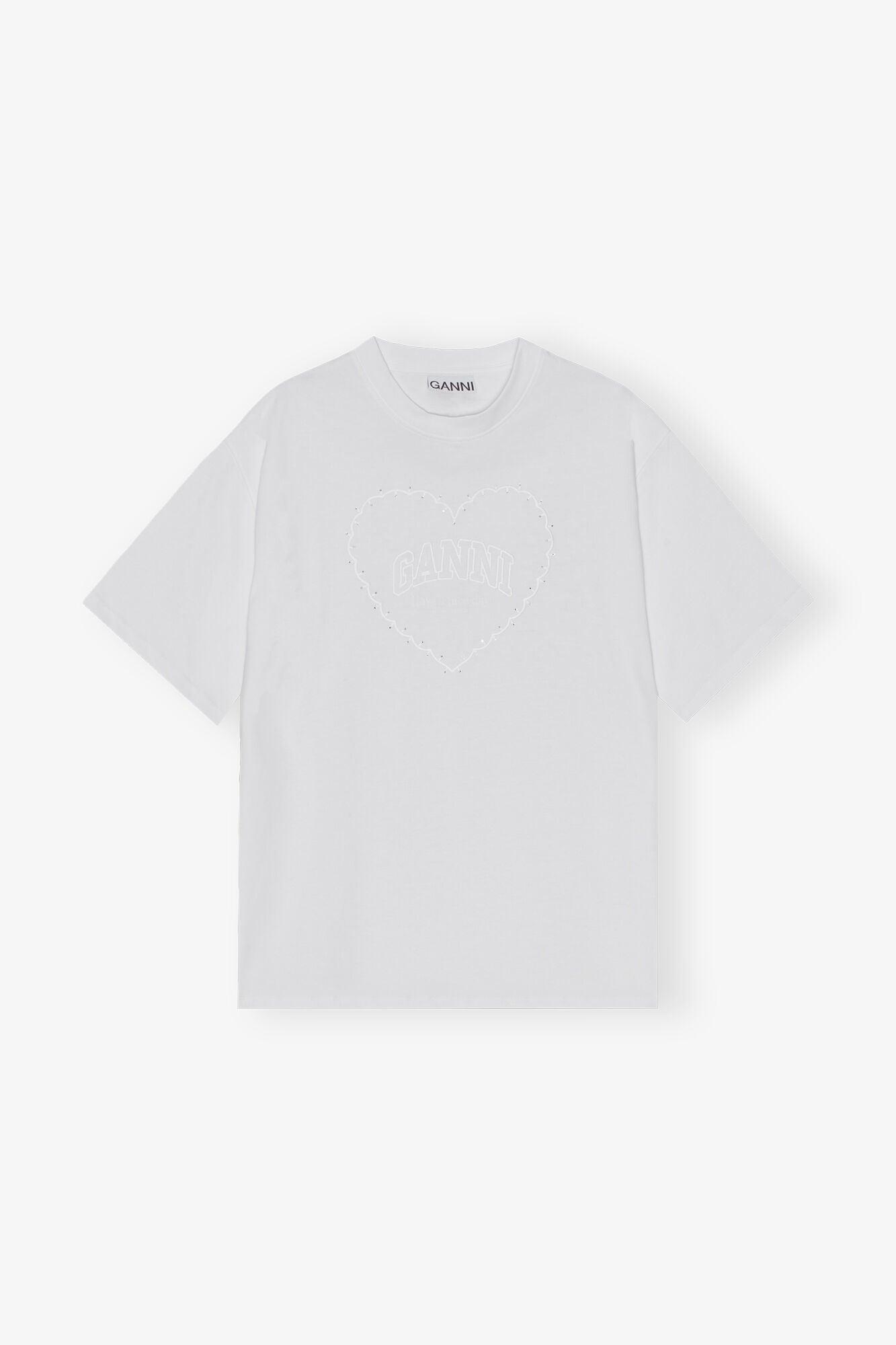 GANNI T4033 Heavy Cotton Drop Shoulder Heart Tee