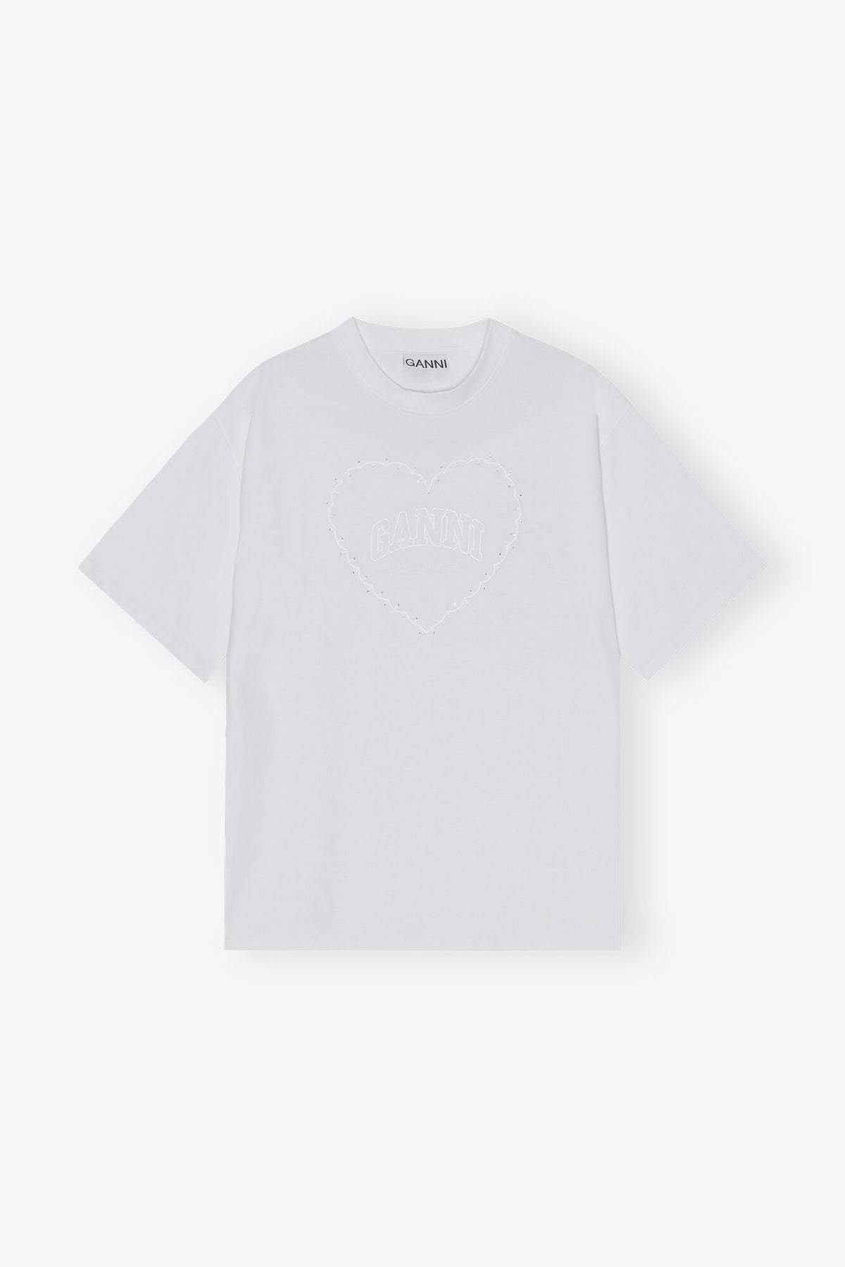 GANNI T4033 Heavy Cotton Drop Shoulder Heart Tee