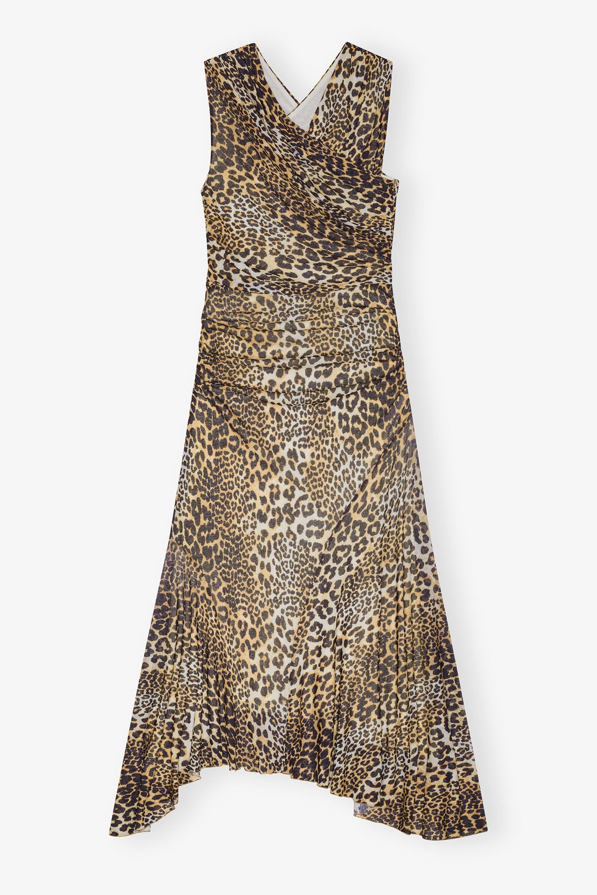GANNI T4133 Printed Marl Mesh Dress in Leo