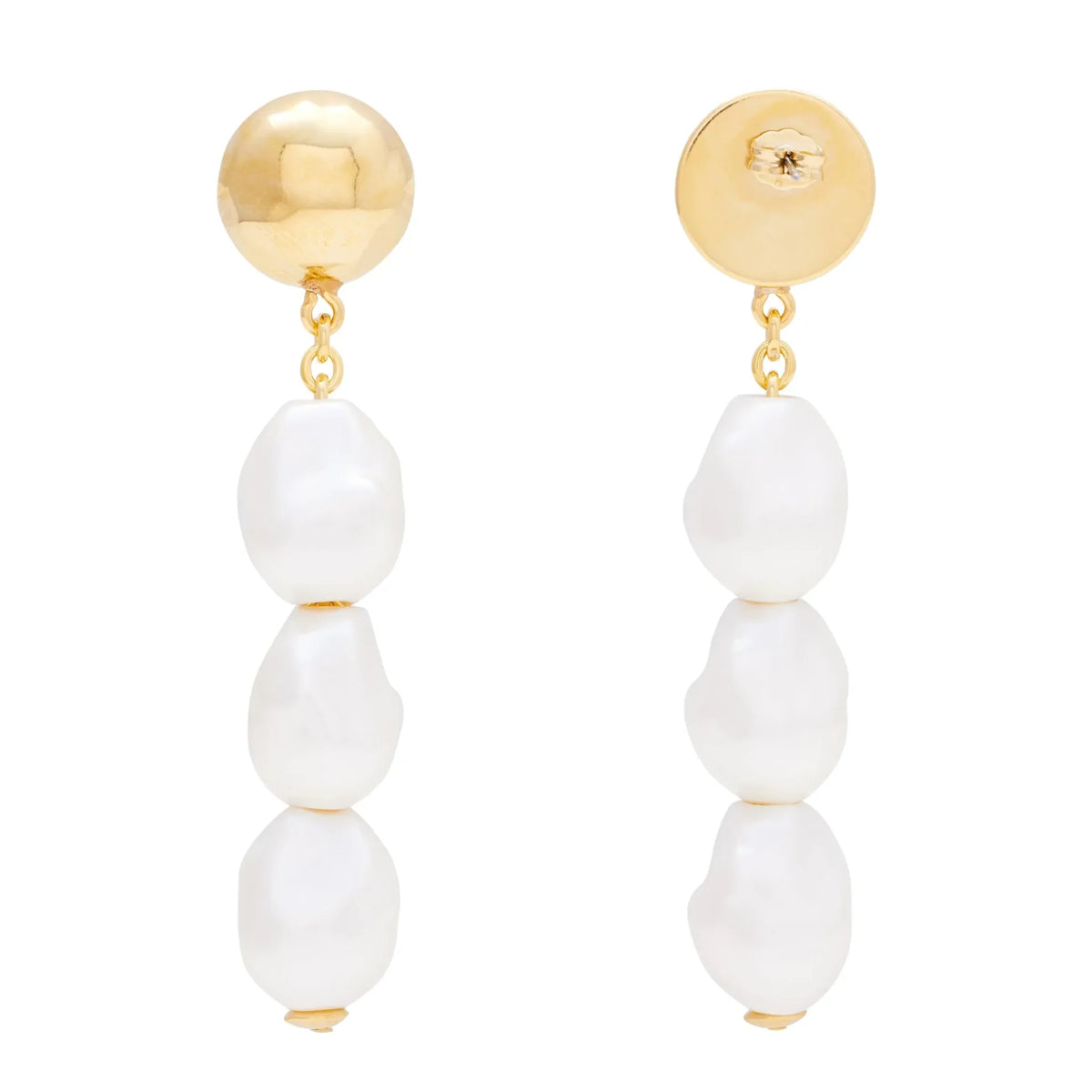 Vanessa Baroni Triple Organic Pearl Earring