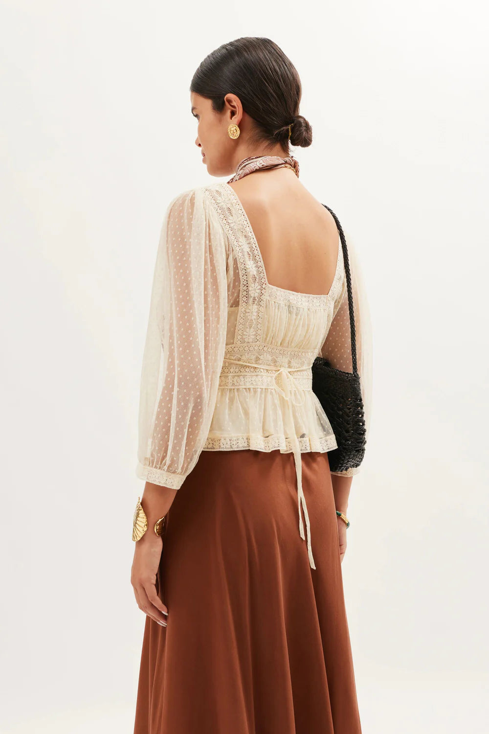 RIXO Tyla Top in Vintage Cream