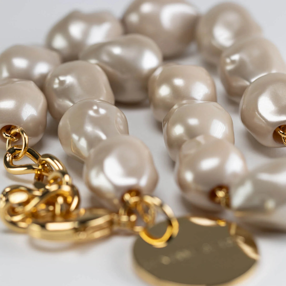 Vanessa Baroni Long Organic Pearl Necklace in Champagne