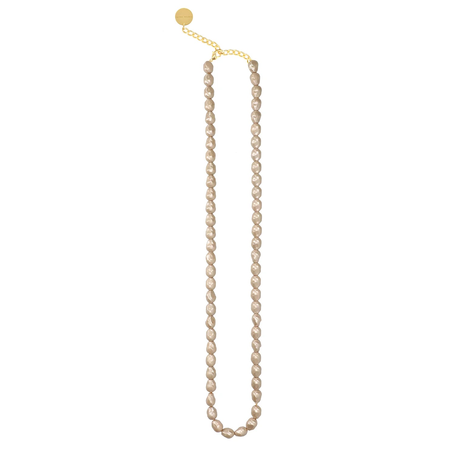 Vanessa Baroni Long Organic Pearl Necklace in Champagne