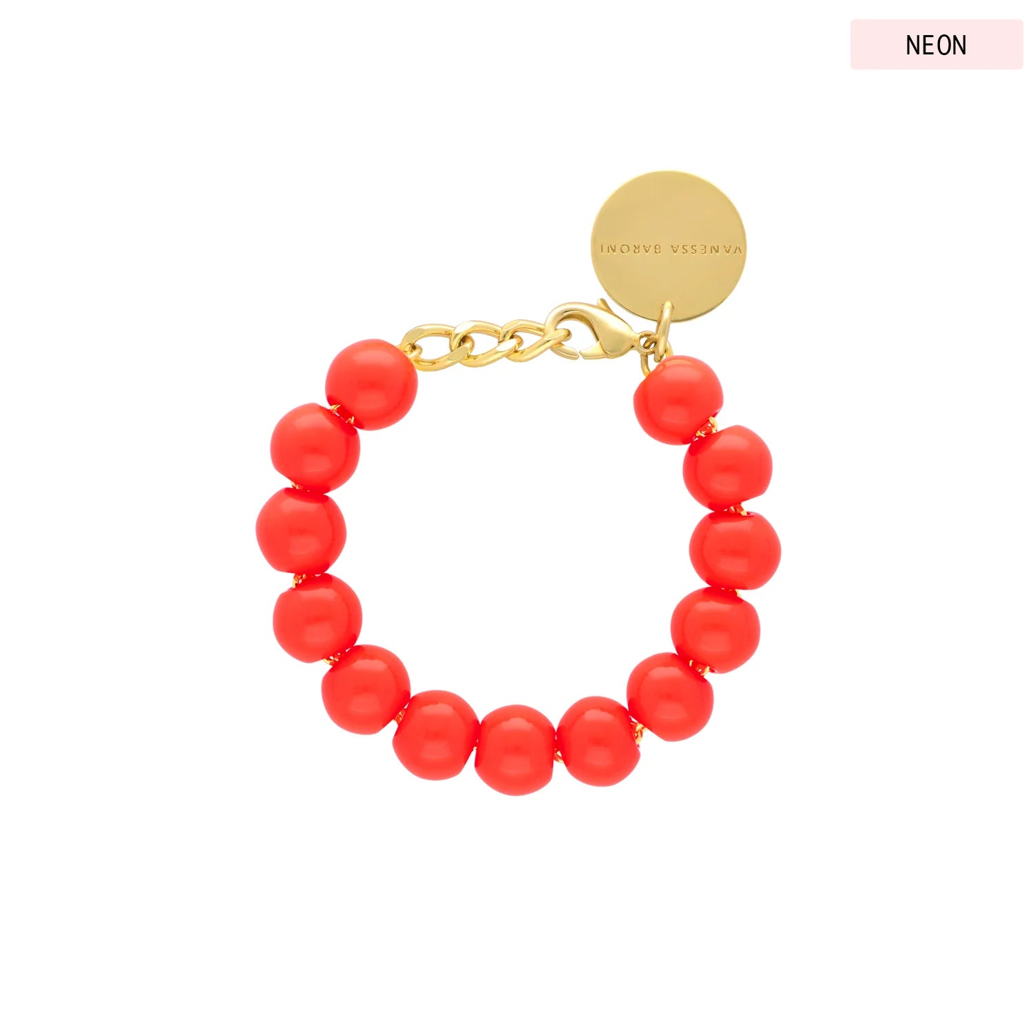 VBARONI Mini Beads Bracelet in Neon coral