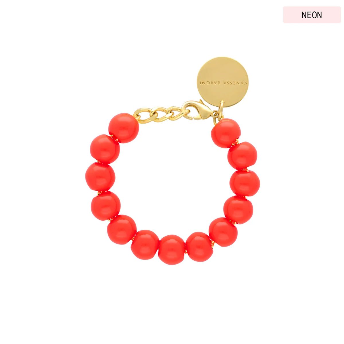 VBARONI Mini Beads Bracelet in Neon coral