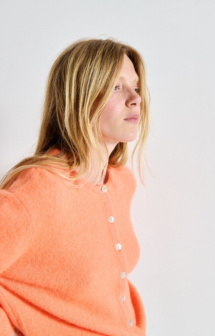 American Vintage Vitow Knit Cardi in Orange Fluo