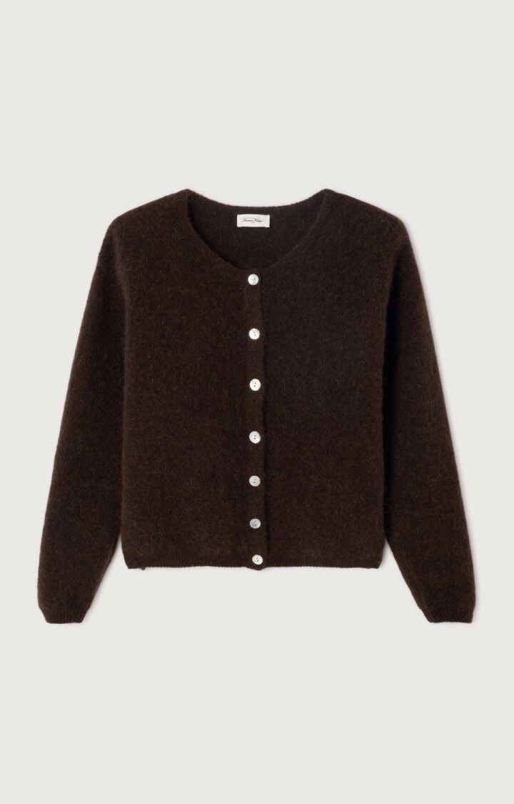 American Vintage Vitow Knit Cardi in Cafe Chine
