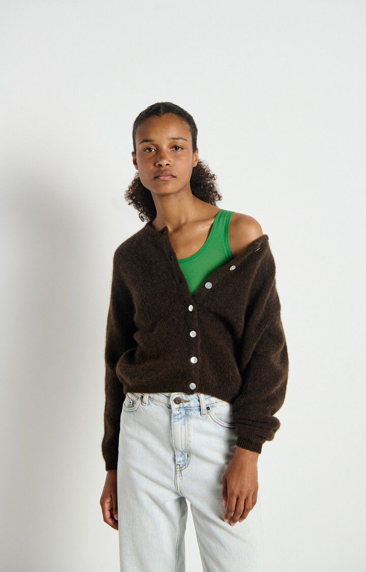 American Vintage Vitow Knit Cardi in Cafe Chine