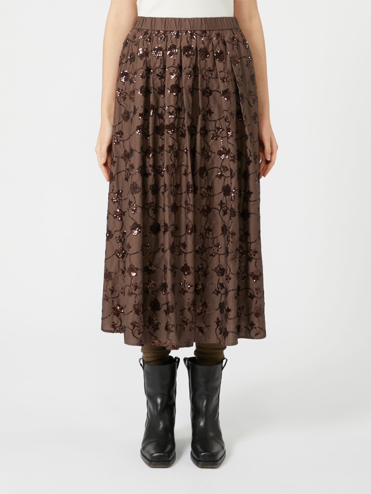 Weekend Max Mara Tempra Embellished Skirt in Chocolate