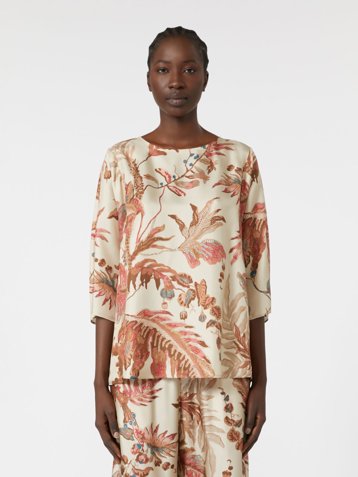 Weekend Max Mara Filippo Printed Top in Beige Tapestry