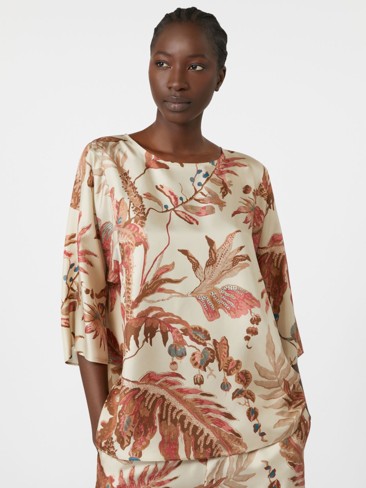 Weekend Max Mara Filippo Printed Top in Beige Tapestry