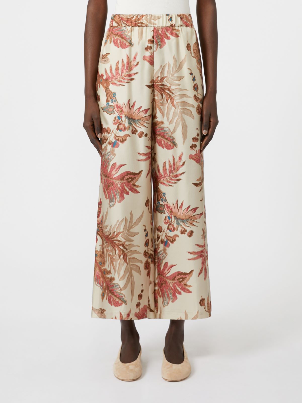 Weekend Max Mara Temide Printed Trousers in Beige Tapestry
