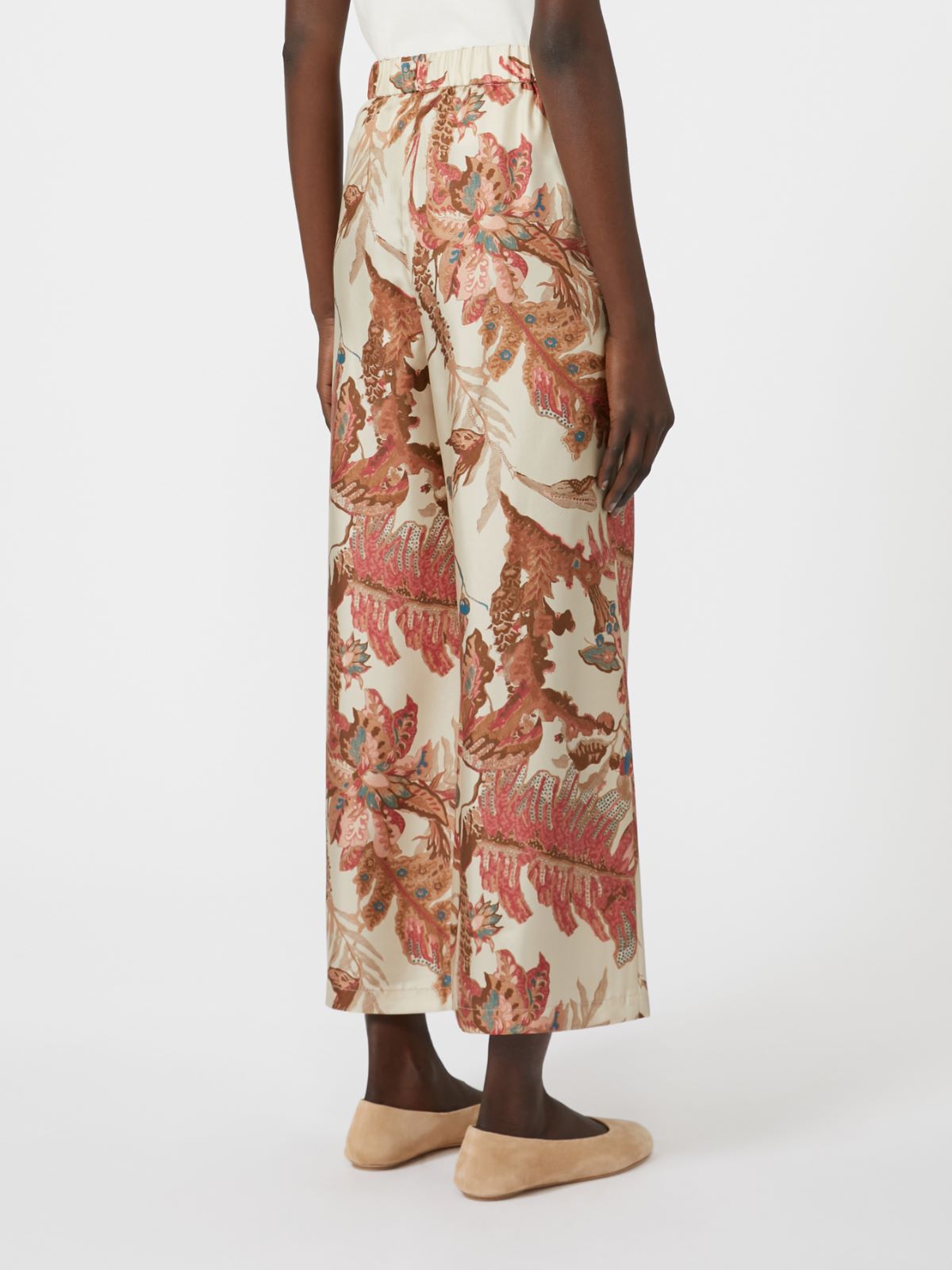 Weekend Max Mara Temide Printed Trousers in Beige Tapestry