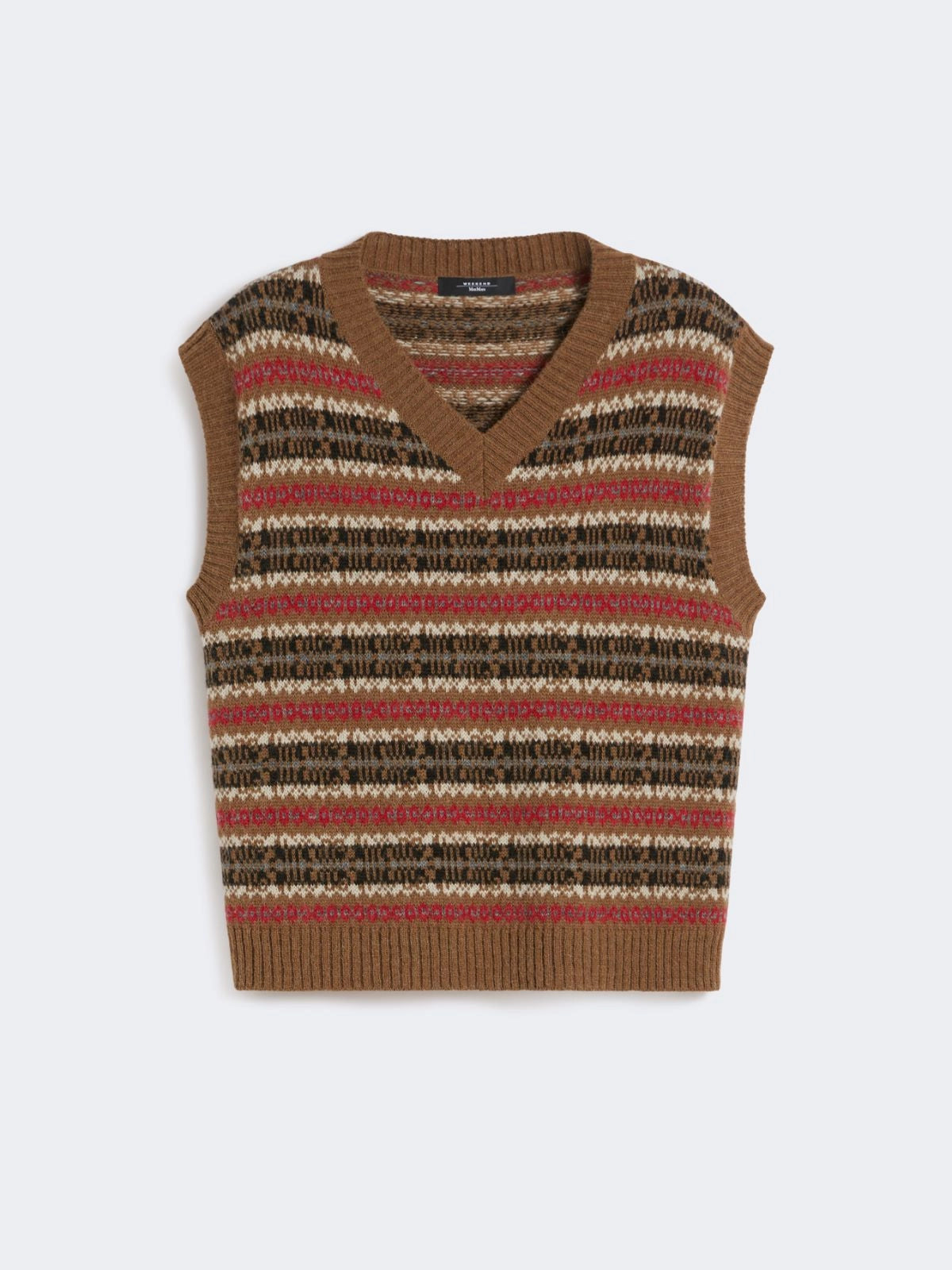 Weekend Max Mara Fleres Jacquard Vest in Camel