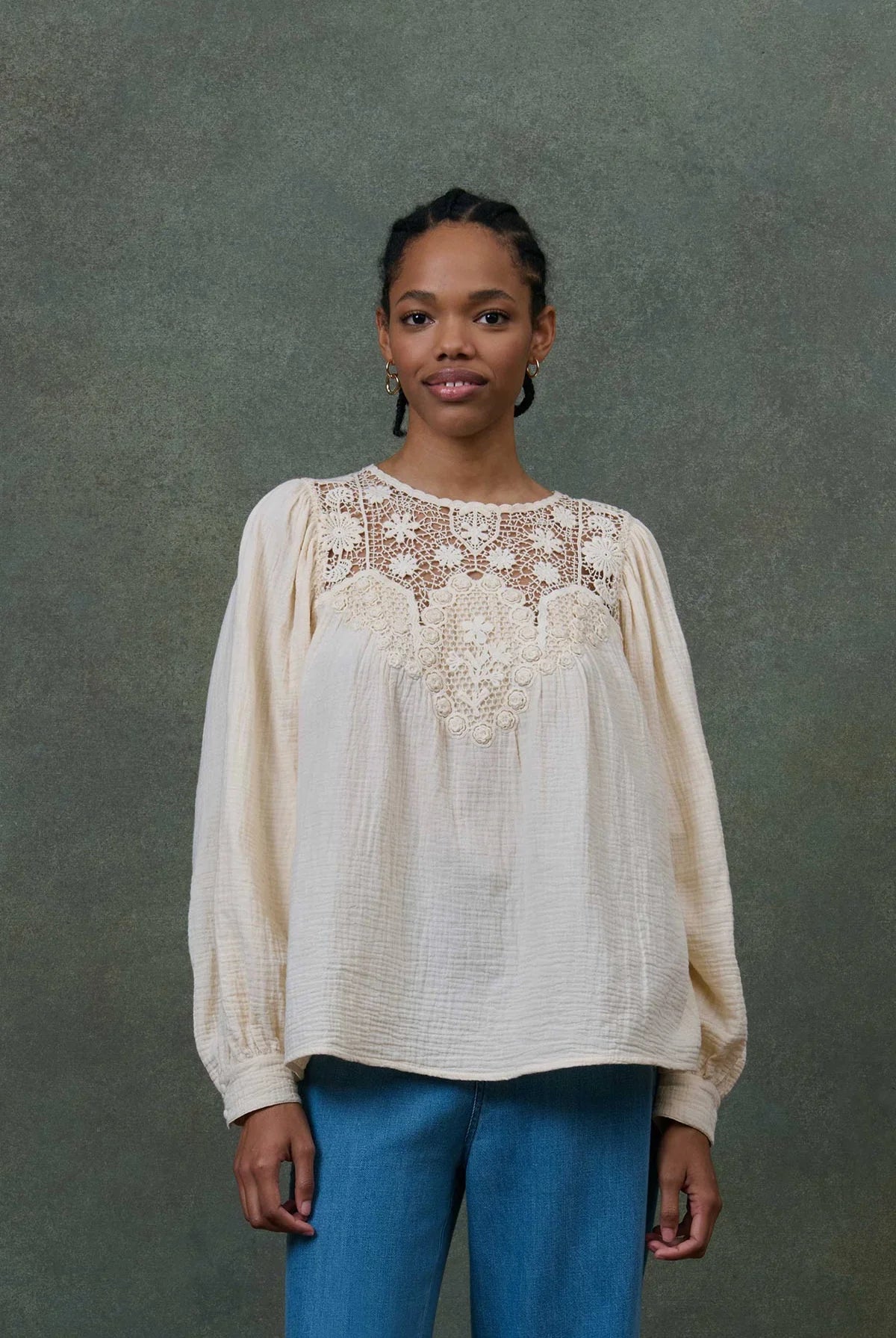 Louise Misha Riya Gauze Blouse in Cream