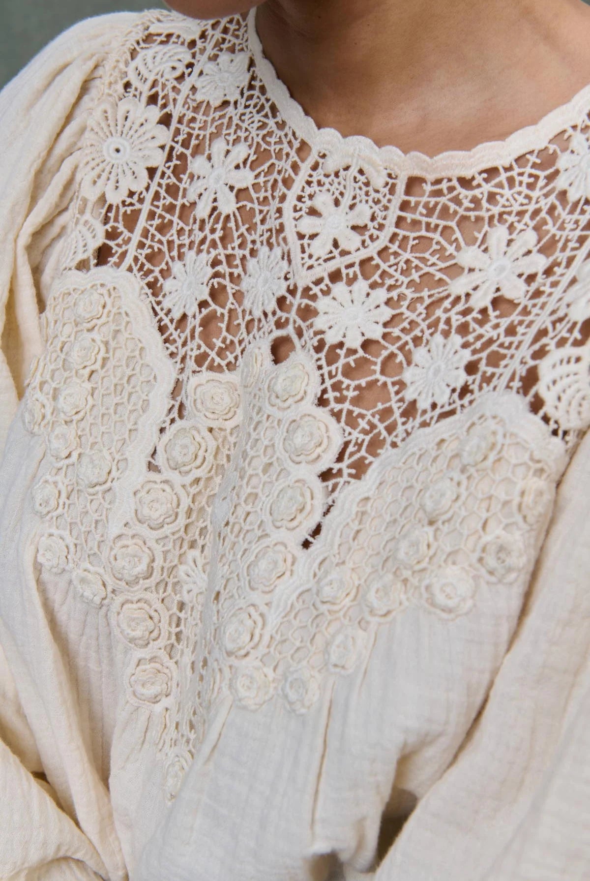 Louise Misha Riya Gauze Blouse in Cream