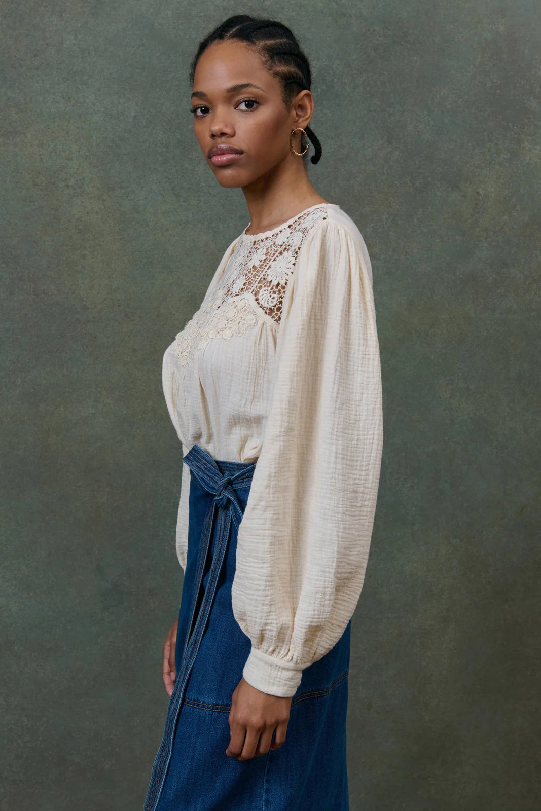 Louise Misha Riya Gauze Blouse in Cream