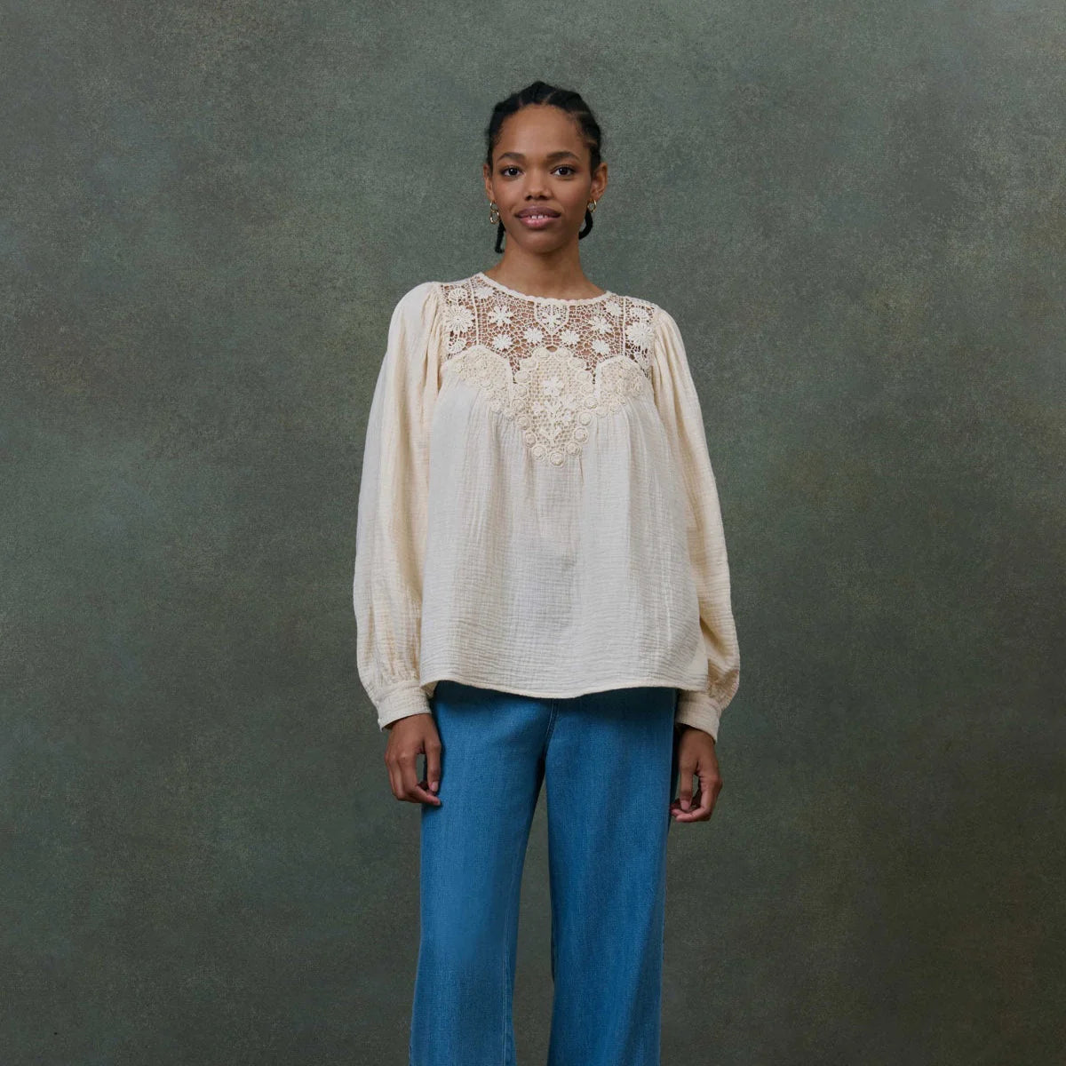 Louise Misha Riya Gauze Blouse in Cream