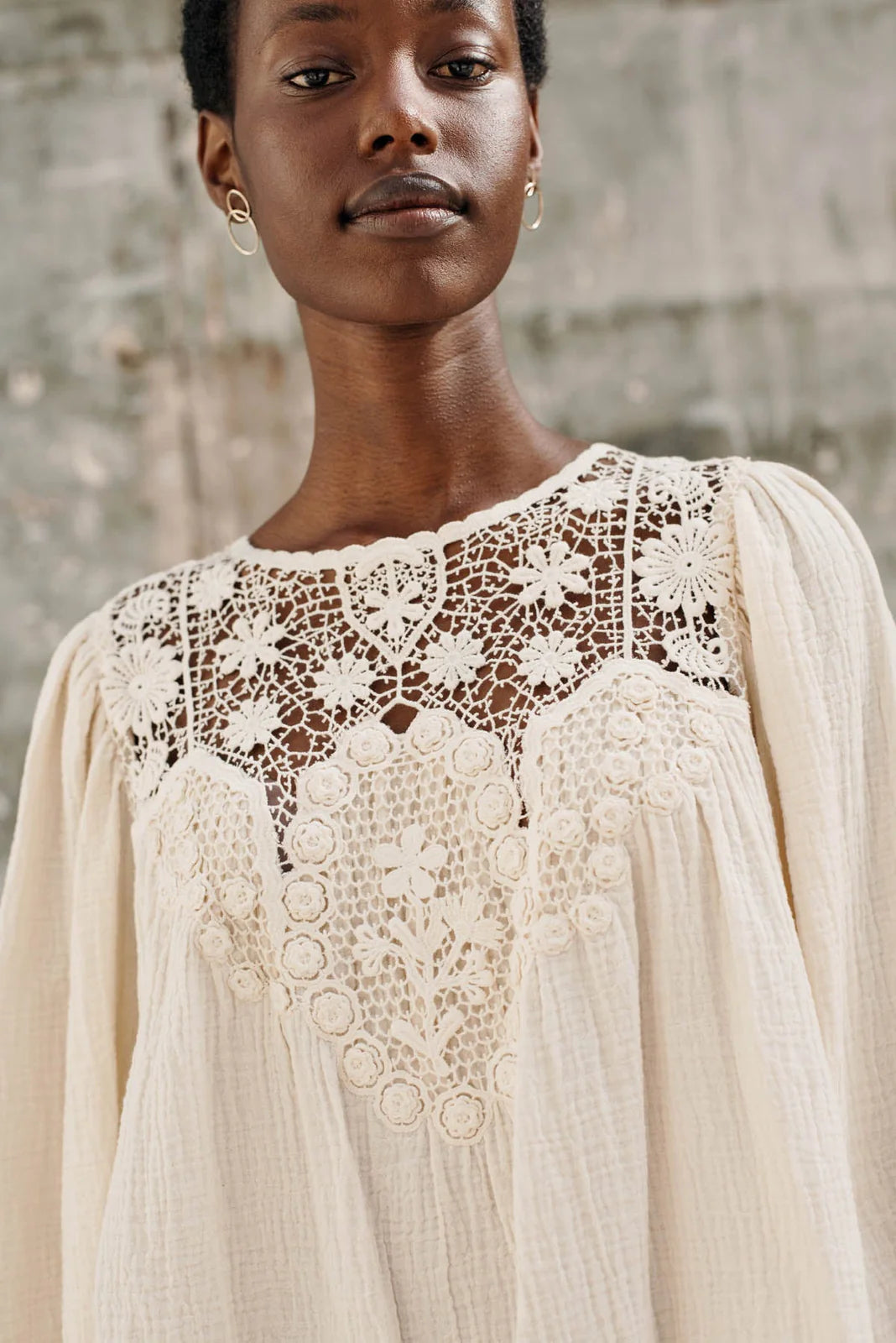 Louise Misha Riya Gauze Blouse in Cream