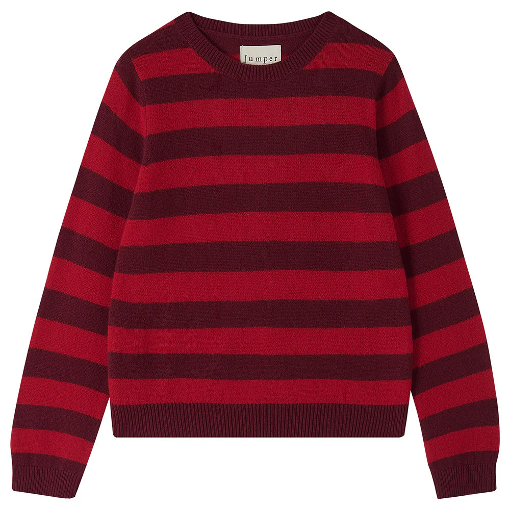 Jumper1234 Stripe Crew in Burgundy Red