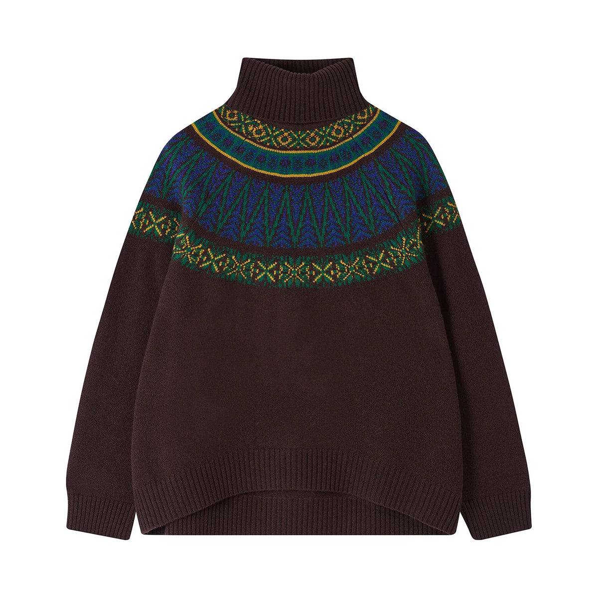 Jumper1234 Fairisle Roll Collar in Hickory, Violet, Amber