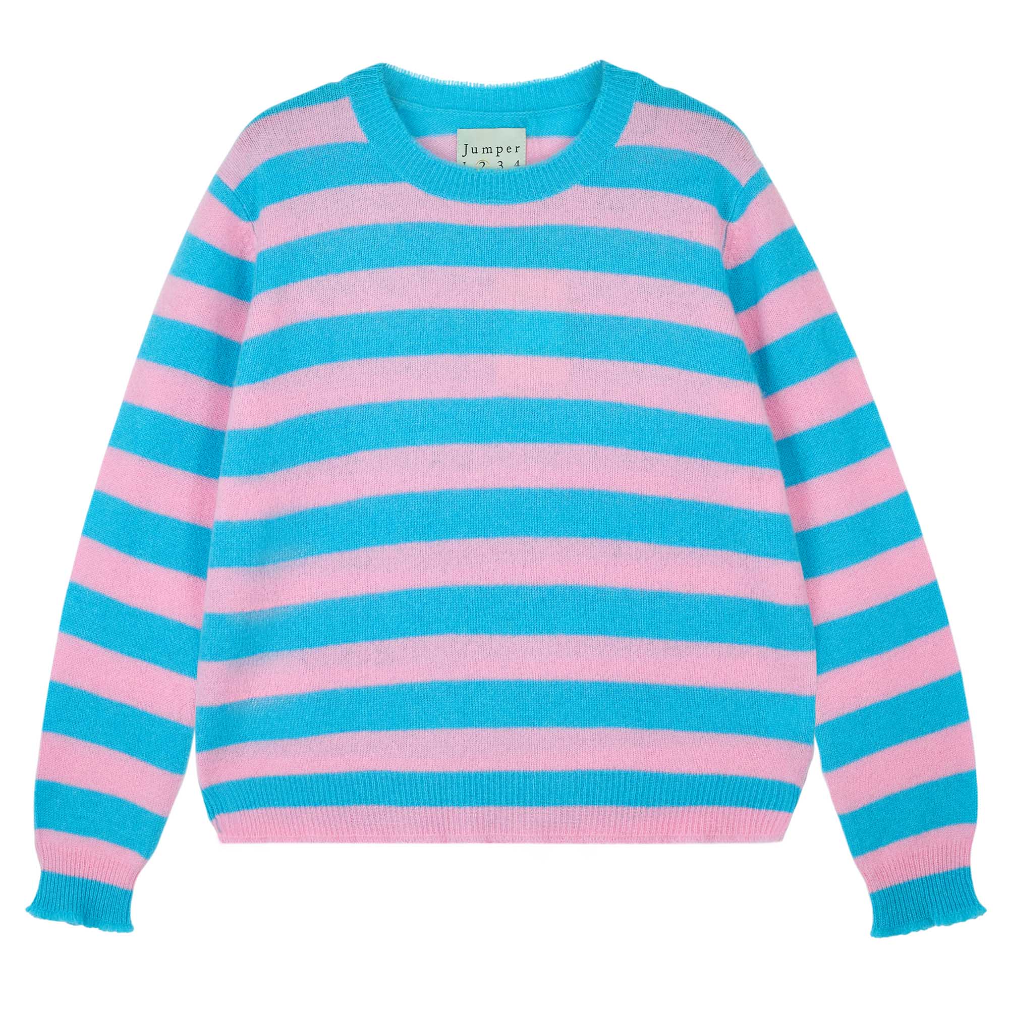 Jumper 1234 Stripe Distressed Crew in Mint, Blue, Candy