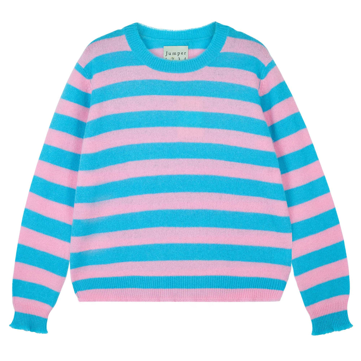 Jumper 1234 Stripe Distressed Crew in Mint, Blue, Candy