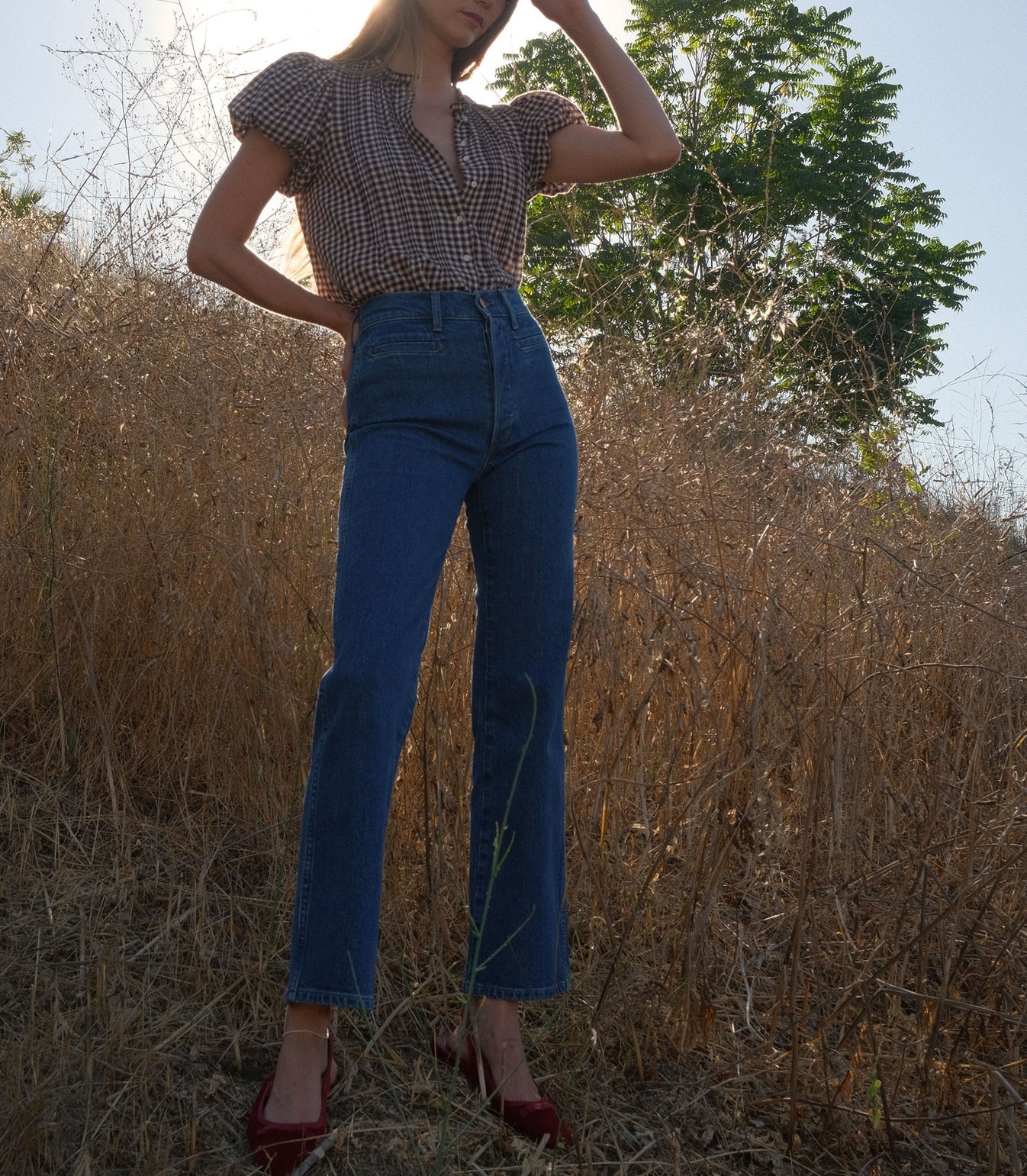 DÔEN Millie Top in Delphine Plaid