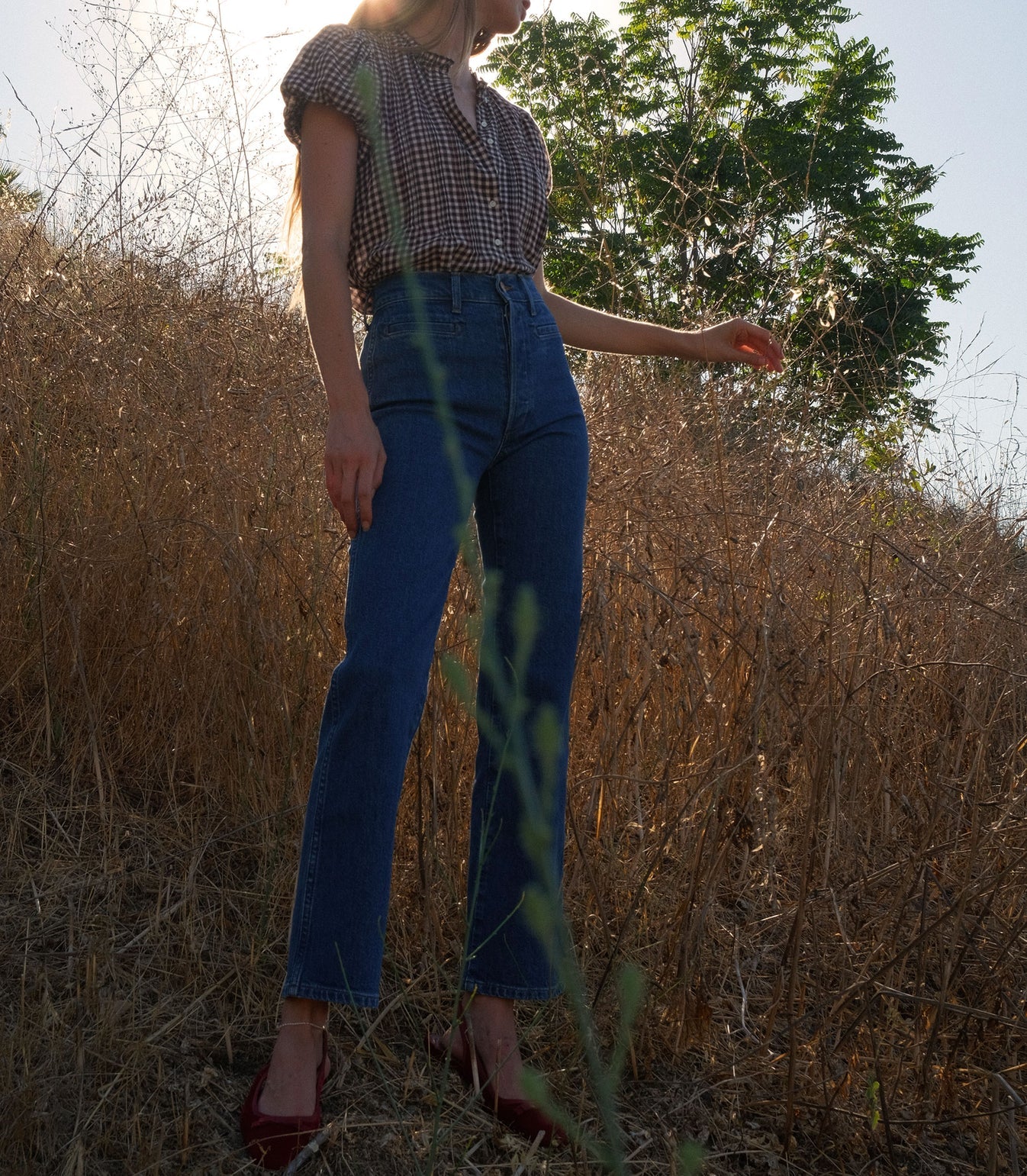 DÔEN Millie Top in Delphine Plaid
