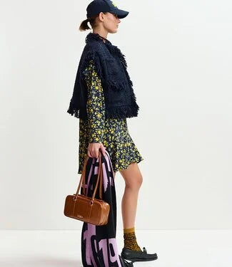 Essentiel Antwerp Ishani Fringed Gilet in Navy
