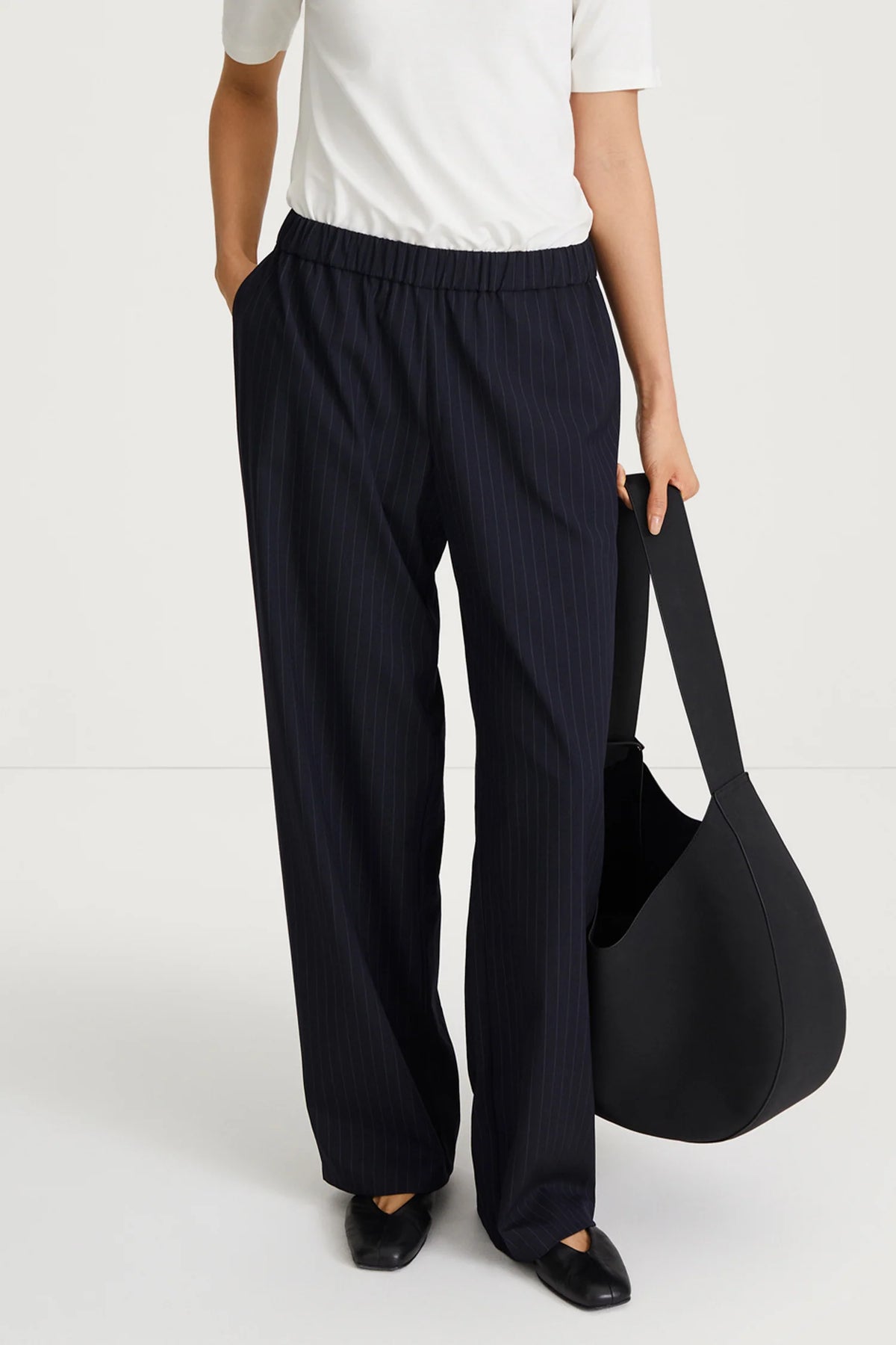 Style In Belicia Trousers in Navy Pinstripe