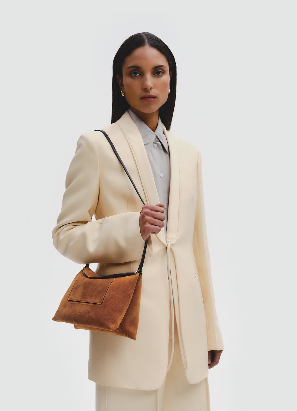 WANDLER Penelope Slouch Bag in Cognac Suede