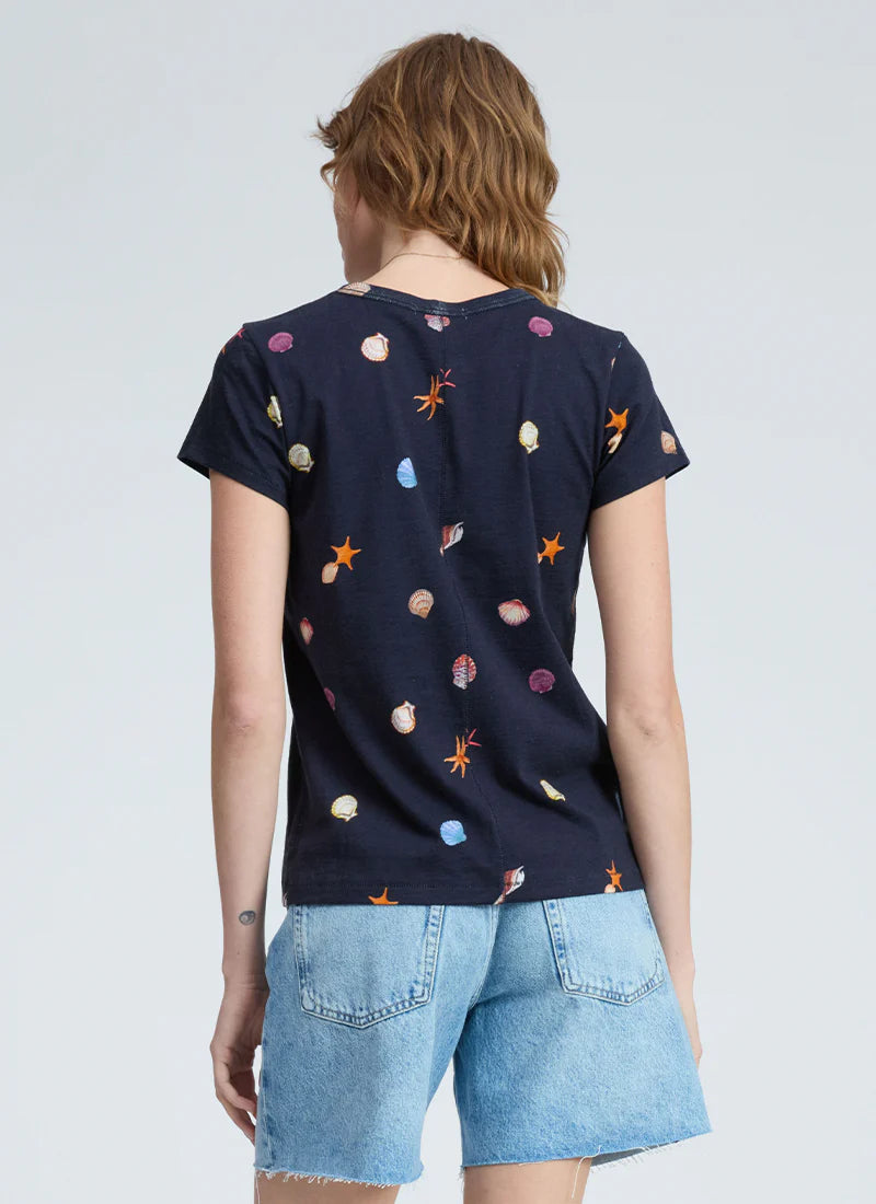 Rag & Bone All Over Seashell Tee in Worn Navy