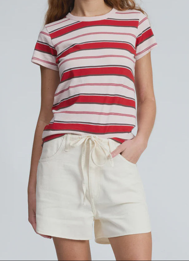 Rag & Bone The Slub Stripe Tee in Pink