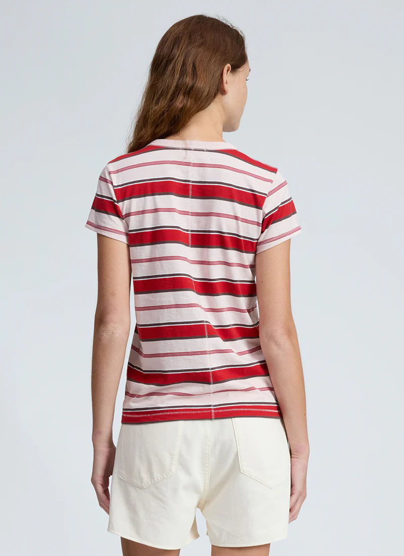 Rag & Bone The Slub Stripe Tee in Pink