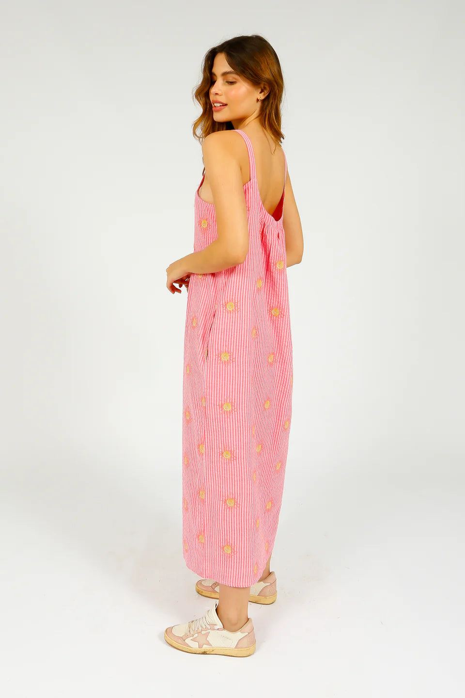 Primrose Park Robin Dress in Wavy Sun Embroided Pink
