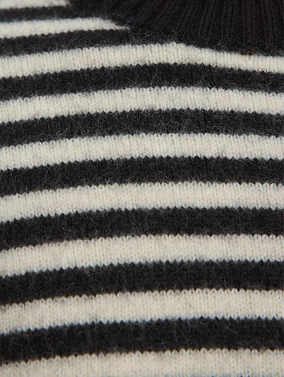 SELECTED Ana LS Knit Stripe in Black, Birch