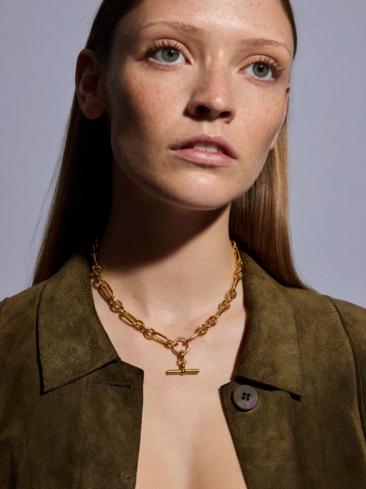 Tilly Sveaas Small Gold T-bar on Clipt Watch Chain Necklace