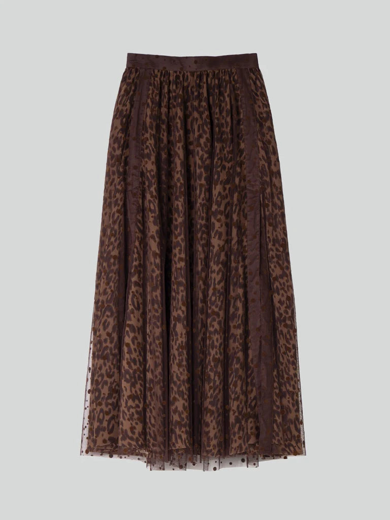 Emin + Paul Layered Skirt in Brown Leopard