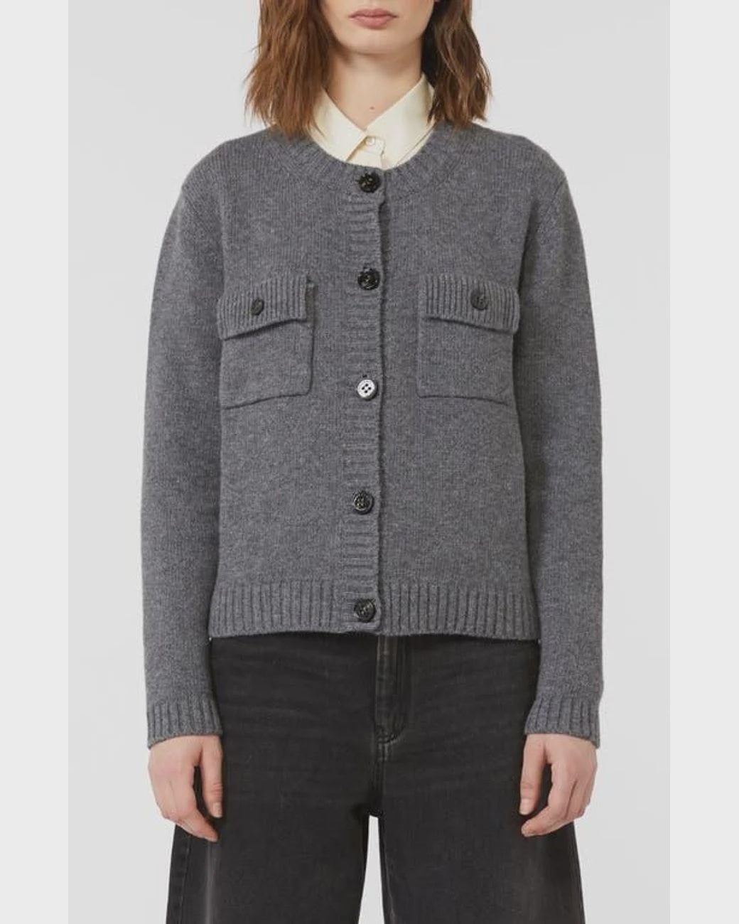 Weekend Max Mara Olbia Knit Cardigan in Dark Grey